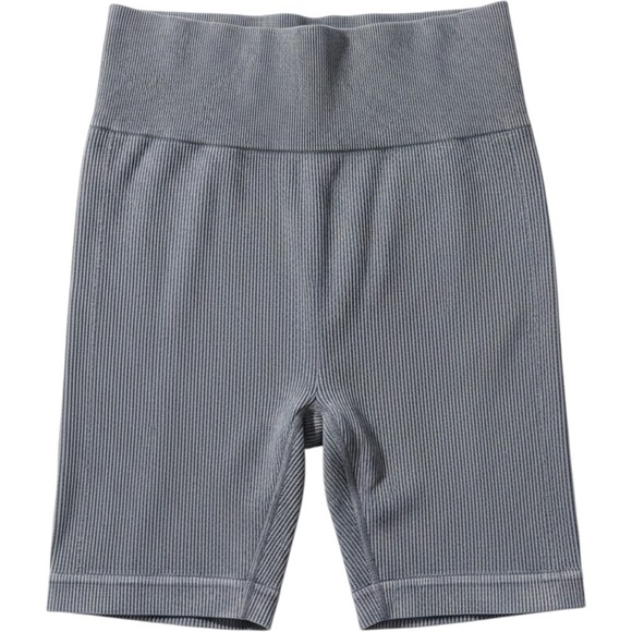 Aura Pants - Aura Biker Shorts Womens S/M Grey Excellent Ribbed Acid Wash Seamless High Rise